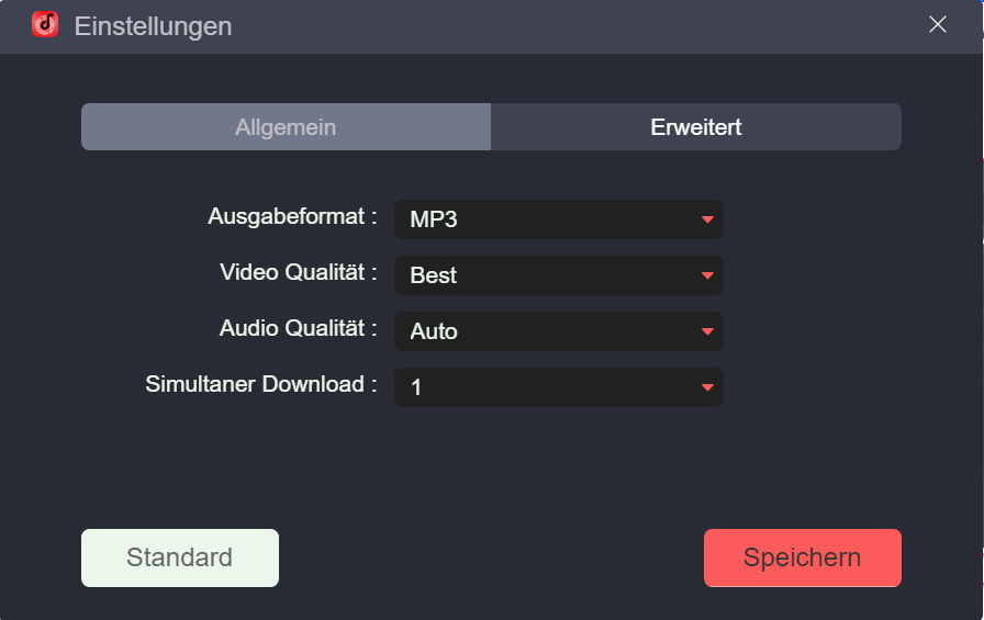 Musikausgabeformat in TuneFab