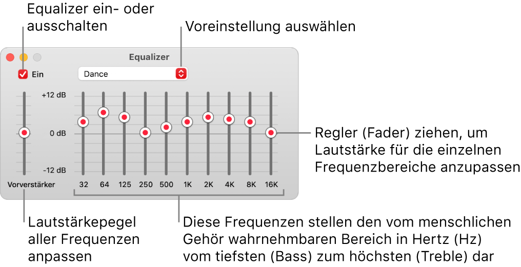 Apple Music Equalizer auf Mac einstellen