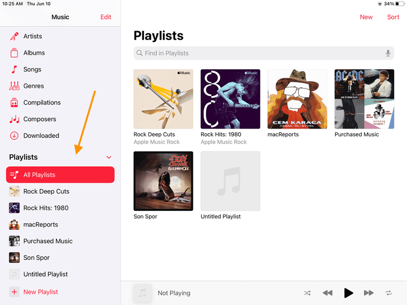 Apple Music Playlist auf Mac sortieren