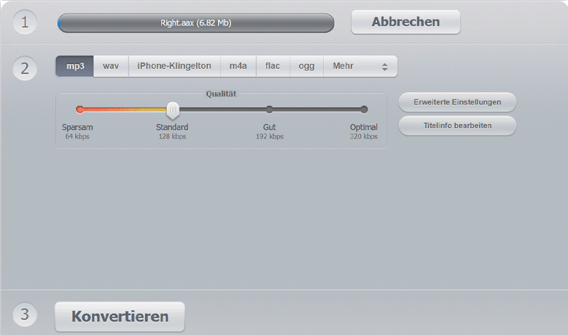 AAX in MP3 umwandeln mit 123Apps Online Audio Converter