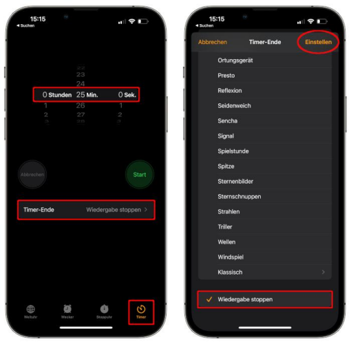 Aktion für Timer-Ende festlegen