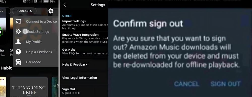 Amazon Music App Abmeldeprozess in drei Schritten