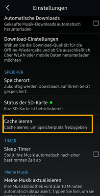 Cache der Amazon Music App leeren