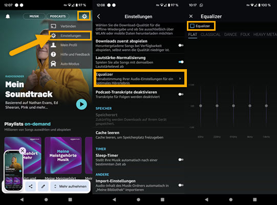 Amazon Music Equalizer Android Einstellen