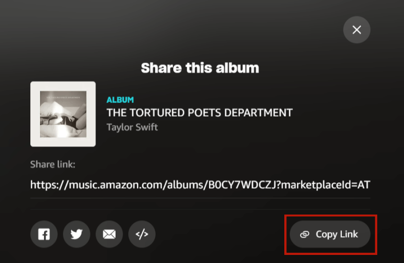 Amazon Music Link kopieren