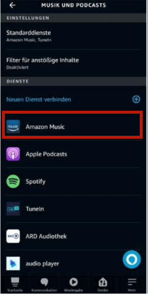 Amazon Music mit Alexa verbinden