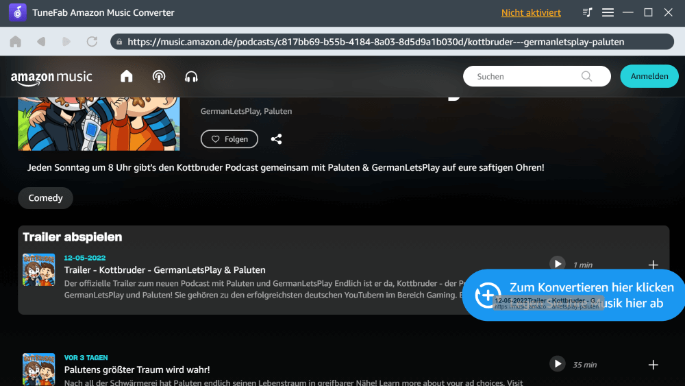 Amazon Music per Drag&Drop hinzufügen