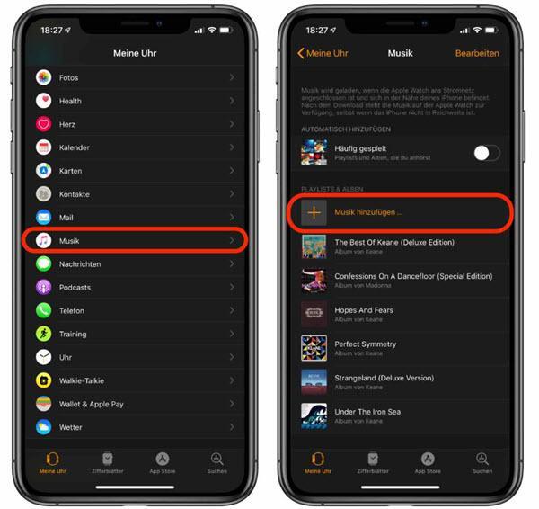 Amazon Music via iPhone auf Apple Watch hinzufügen