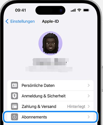 Apple-ID Abonnements auswählen