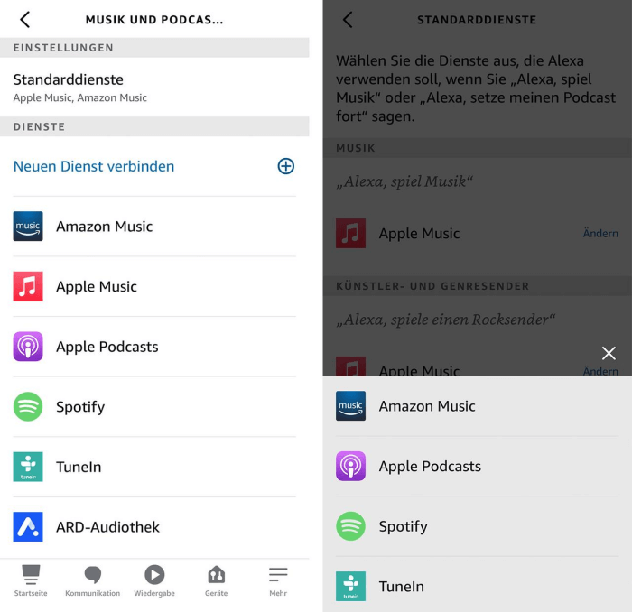 Apple Music als Standard-Musikdienst auf Alexa