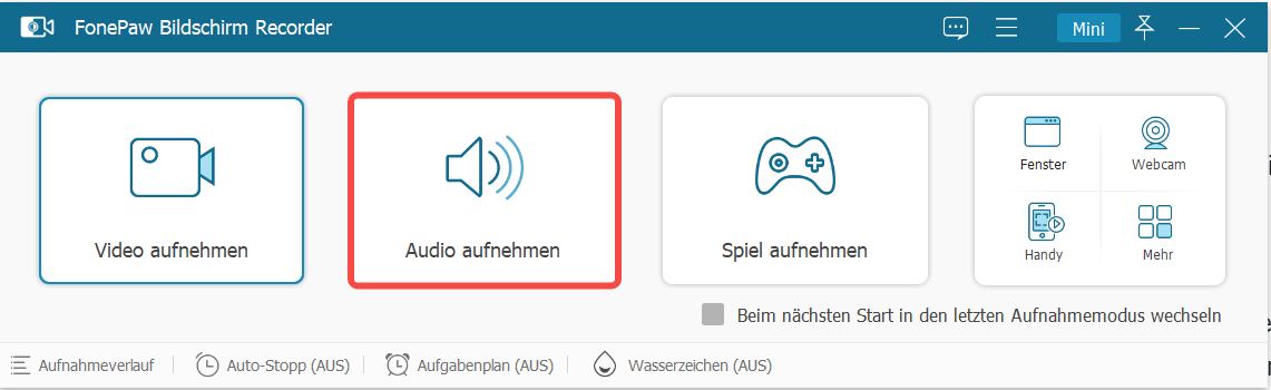 Auf „Audio aufnehmen“ klicken