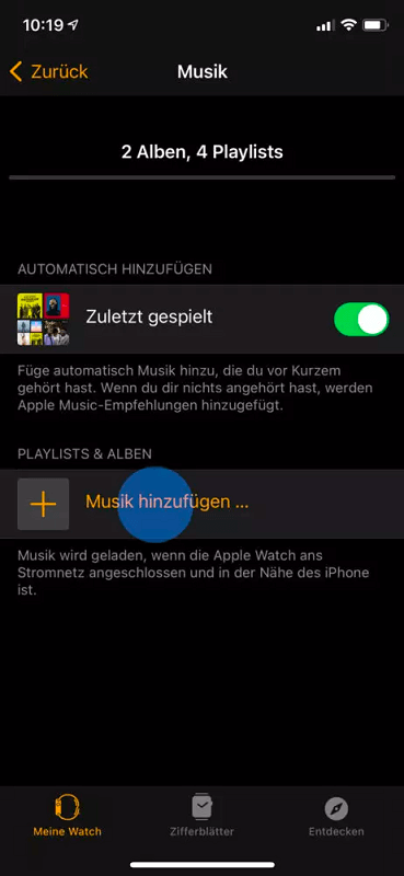 Apple Music auf Apple Watch übertragen