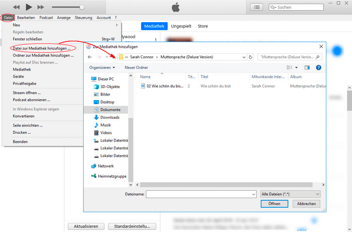 Musik zur iTunes Mediathek hinzufügen