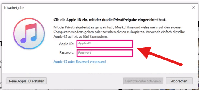 Eingebung der Apple-ID