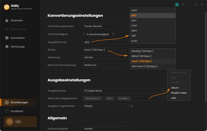 Einstellungen von Sidify anpassen