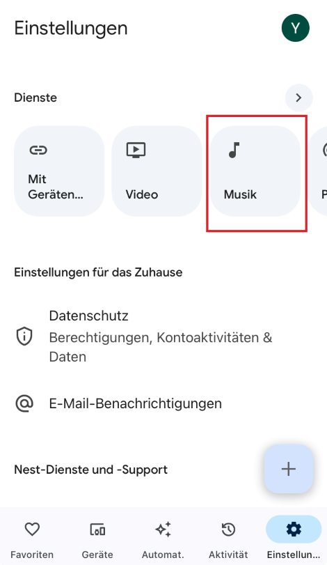 Google Home Musik einstellen