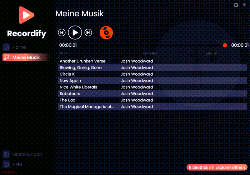 Hauptschnittstelle von Recordify Free Amazon Music Ripper