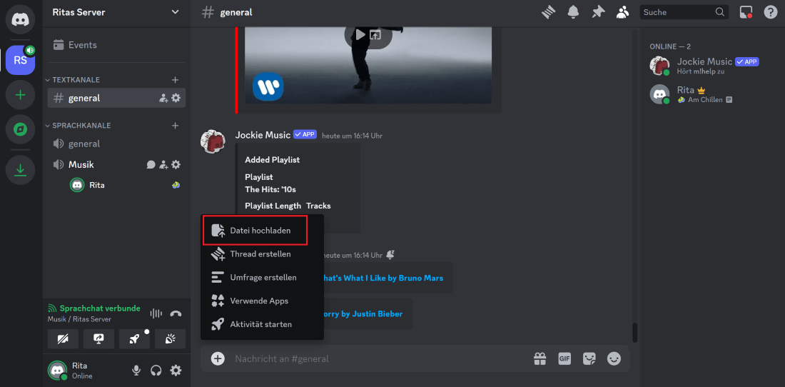 Musikdateien auf Discord hochladen