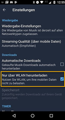 Nur über WLAN herunterladen ausschalten