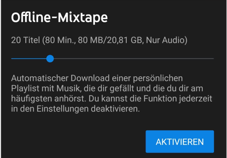 Offline-Mixtape herunterladen aktivieren