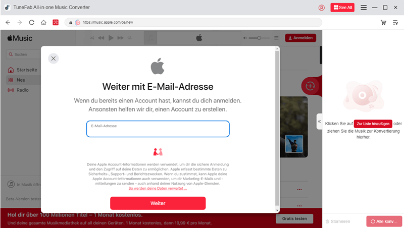 Sich mit Apple ID anmelden