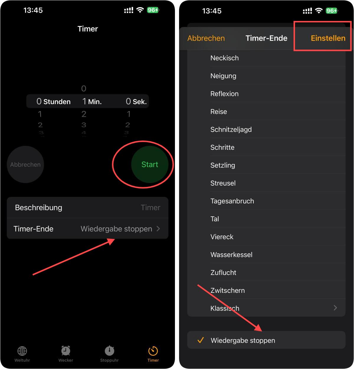 Sleep Timer auf iPhone einschalten