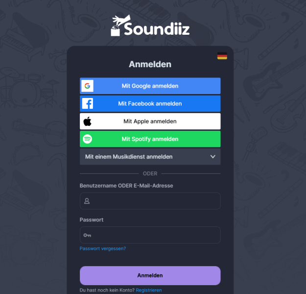 Soundiiz anmelden