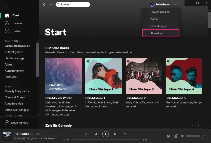 Spotify abmelden auf Desktop