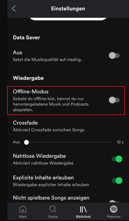 Spotify-App Offline-Modus