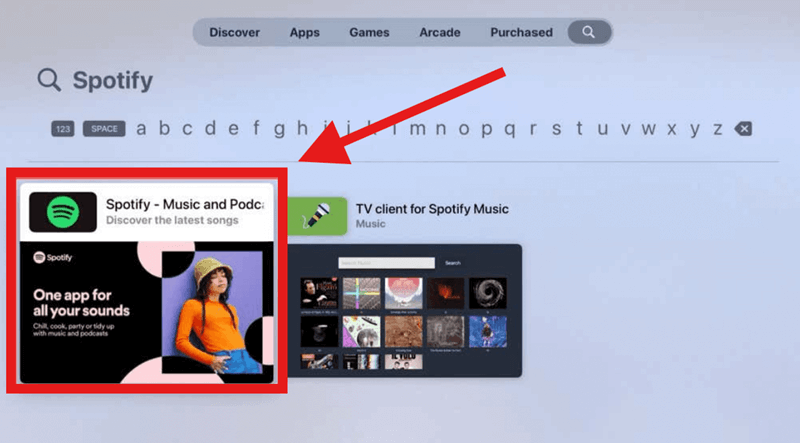 Spotify auf Apple TV finden