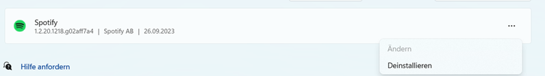 Spotify unter Windows deinstallieren