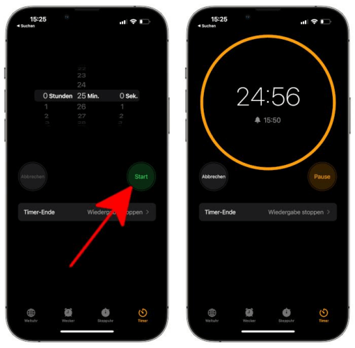 Timer auf iPhone starten