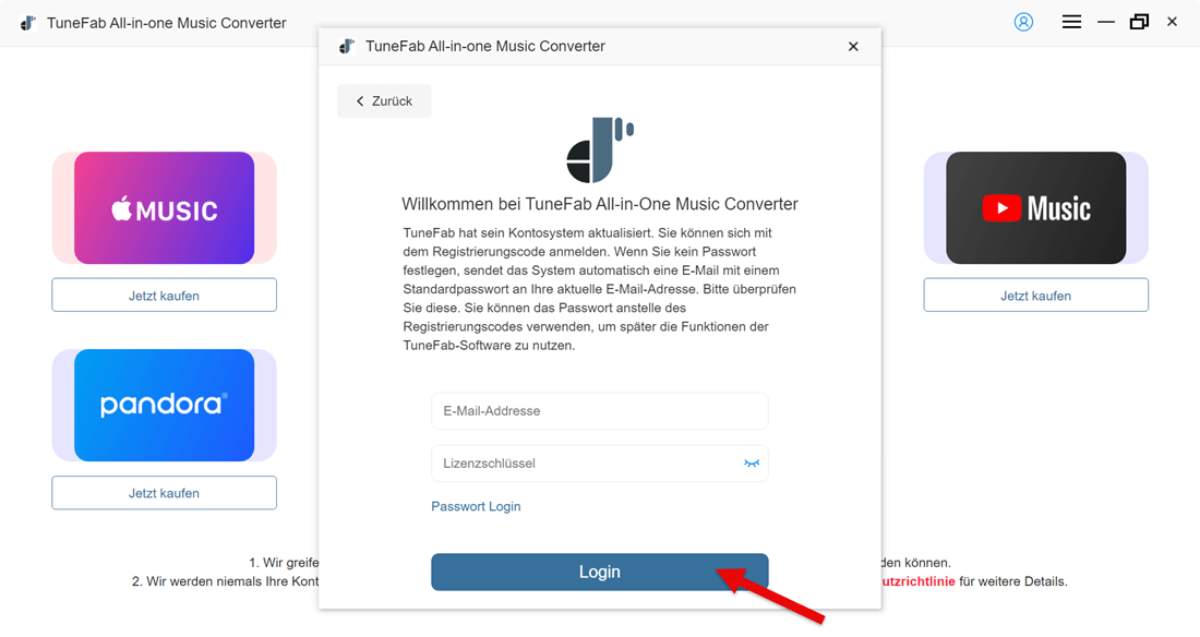 TuneFab All-in-One Music Converter aktivieren