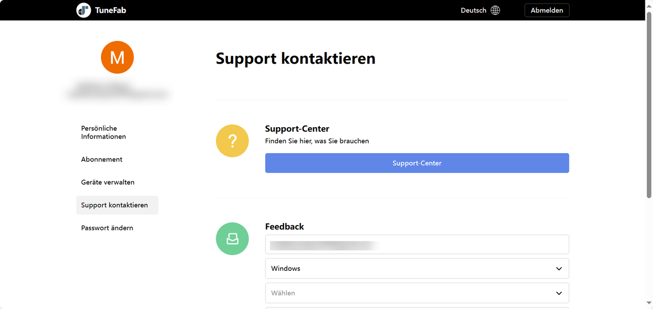 TuneFab Support Team kontaktieren