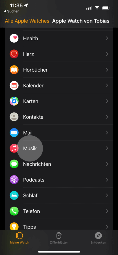 Auf iPhone zu meine Watch gehen