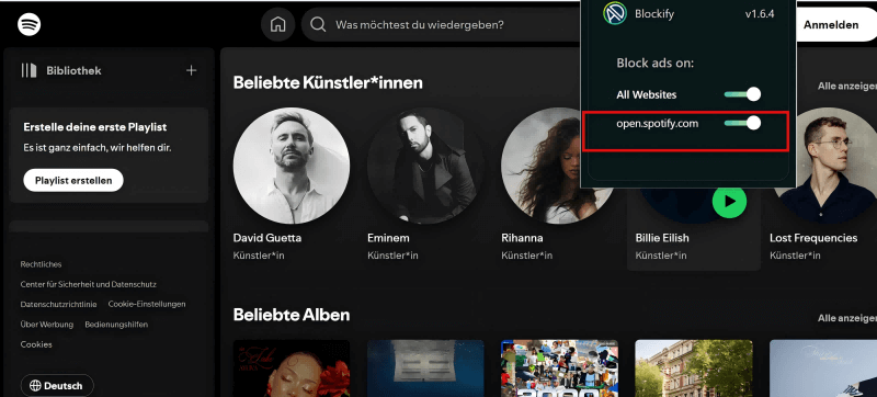 Zum Entfernen von Spotify Werbung Blockify nutzen